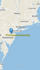Map of New Jersey with pin on Princeton University
